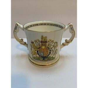 Aynsley Twin Handled Silver Jubilee of‎ HM Queen Elizabeth II Commemorative Mug